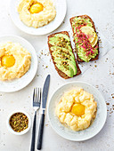 Cloud eggs and avocado toast