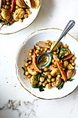 Roasted vegetables and chickpeas