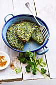 Herb,parsley,coriander,dill,leek,spinach and curry omelette
