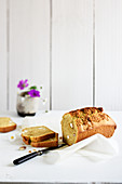 Matcha tea and almond loaf cake