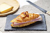 Ham and cheese croissant sandwich