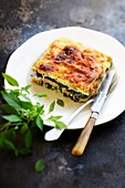 Salmon,basil and spinach lasagnes