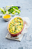 Courgette and crab clafoutis