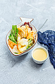 Spiny lobster salad with creamy egg sauce