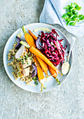 Mignon of pork with roasted carrots, quinoa and red cabbage