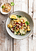 Rice with cauliflower, parsnip and pomegranate