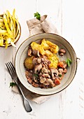 Vegetarian stroganoff with potatoes