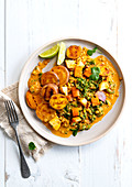 Indian lentil curry with sweet potatoes