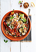 Moroccan cuckoos with grilled vegetables and feta cheese