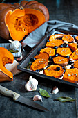 Pumpkin slices roasted in the oven