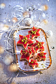 Pikante Mini-Käsekuchen in Sternform mit Foie Gras (Weihnachten)