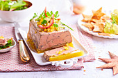 Foie gras and passionfruit jelly terrine