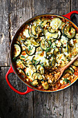 Courgette and orzo rice bake