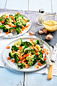 Broccoli and carrot salad with roasted garlic