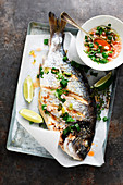 Grilled sea bream with Chien sauce