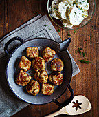Chicken Fricadelles and potato salad with dill