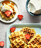 Waffles with almonds and Brousse cheese