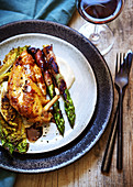 Chicken breast with green asparagus