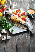 Breton stuffed sea bass