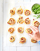 Spicy puff pastry filled with andouille de vire (Normandy)