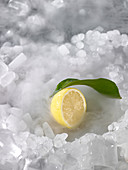Zitronenhälfte auf Eis