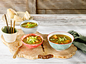 Vegetable broth with red lentils and sweet potato