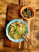 Noodles with squid and runner beans,fish sauce
