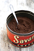 Old-fashoned can of ground coffee