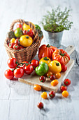 Assortment of colored tomatoes