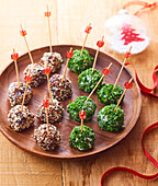 Brillat-Savarin cheese balls on sticks for an aperitif