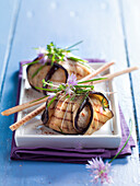 Auberginen-Ballotins mit Ziegenfrischkäsefüllung