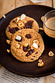 Hazelnut and chocolate chip cookie