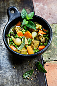 Veal Tagine with Carrots, Peas and Mint
