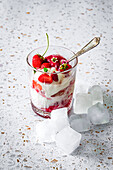 Fresh strawberry yogurt ice cream