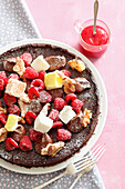 Chocolate Raspberry and Marshmallow Pie