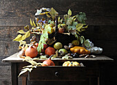 Autumnal still life with fruit and vegetables