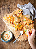 Quesadillas with vegetable filling and cheddar cheese