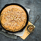 Pan baked cake with chestnuts and hazelnuts