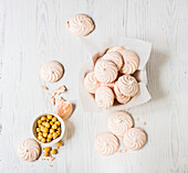 Vegan raspberry meringue biscuits with aquafaba