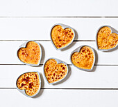 Small heart-shaped crème brûlée