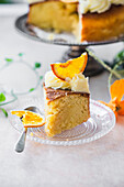 A slice of orange and almond cake