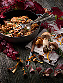 Poultry with wild mushrooms in a casserole