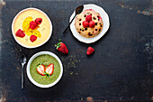 Three different healthy sweet dishes