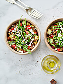 Buddha bowl with lentils and summer vegetables