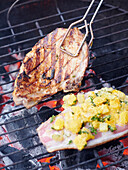 Veal chops with gremolata on the barbecue