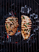 Marinated pork escalope on the grill