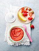 Strawberry and apple puree for babies