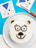 Coconut cake with a polar bear motif