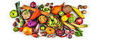 Selection of ingredients to cook and eat vegan food