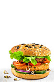 Gourmet vegetal burger on a white background